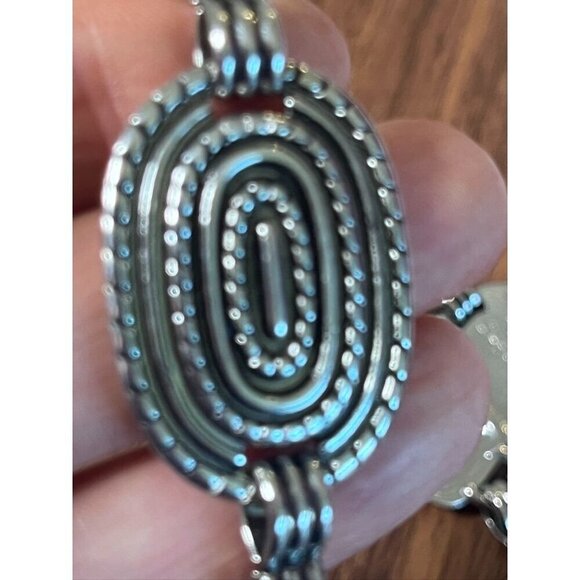 Metal Belt 46" Silver Metallic Boho Hippie Western Braided Old Money Classic 80s - Picture 7 of 10